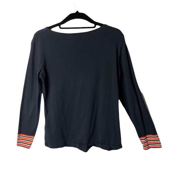 Boden | Navy Blue Striped Cuff Long Sleeve Boat Neck Tee, Small - Picture 3 of 6